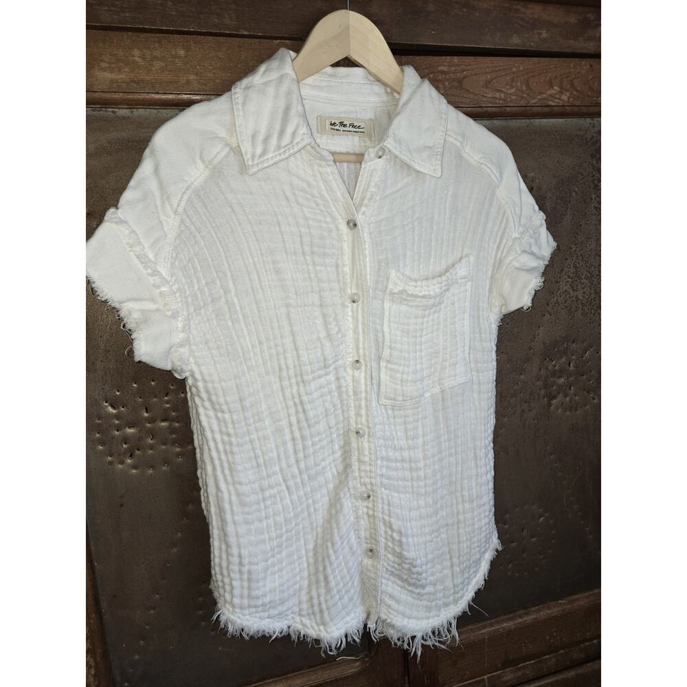 Free People We the Free Heat Waves Oversize Top Size XS Bust 36 White
